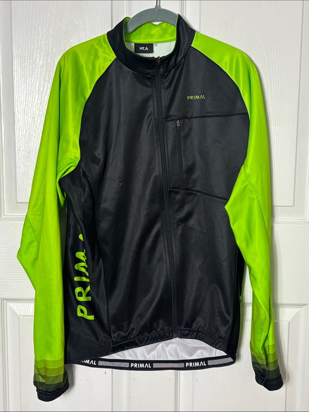 Primal Hi-Viz Virtes Men's Jacket Black & Neon Green Cycling Jacket Size Medium
